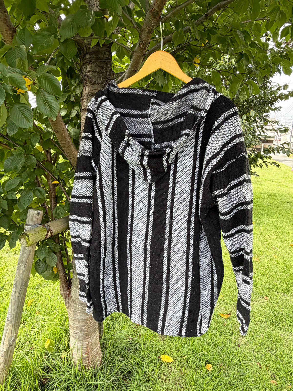 Black & White Multi Stripe Baja Hoodie size XL