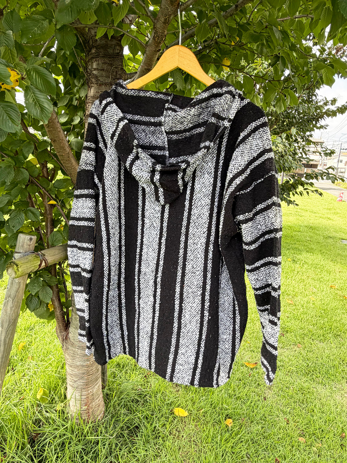 Black & White Multi Stripe Baja Hoodie size XL