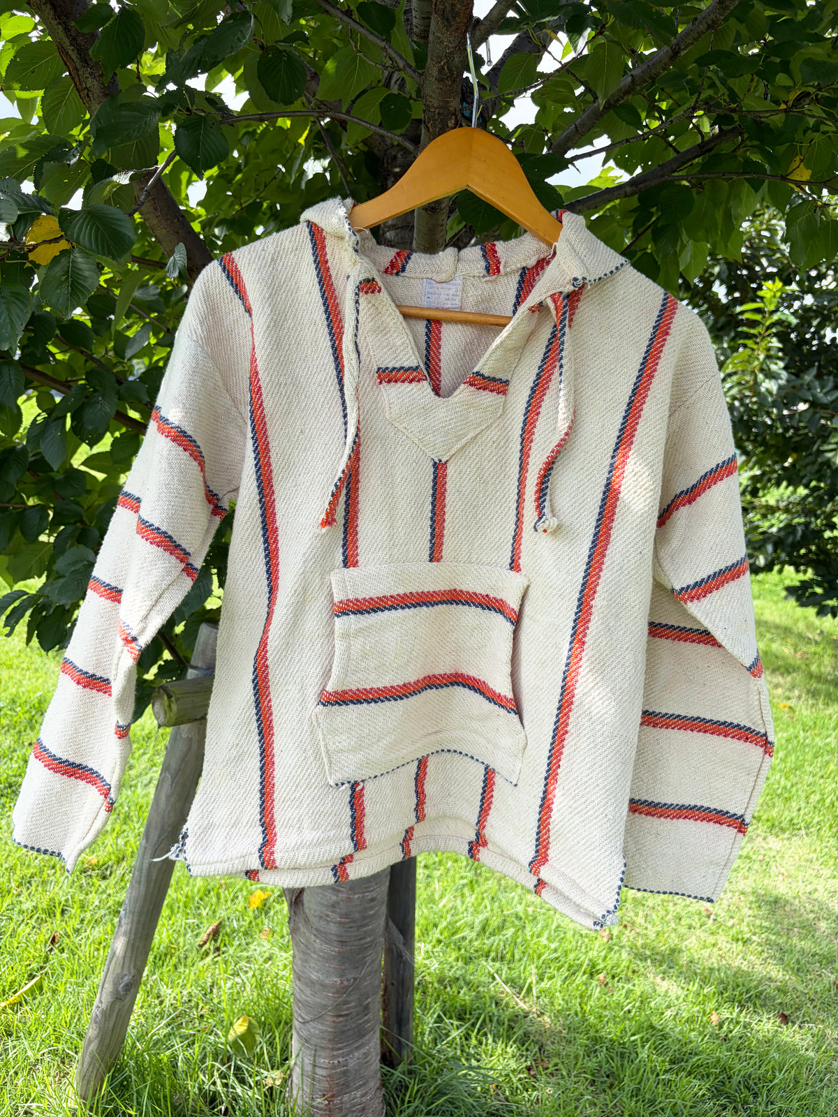 Ivory Multi Stripe Baja Hoodie (size S)