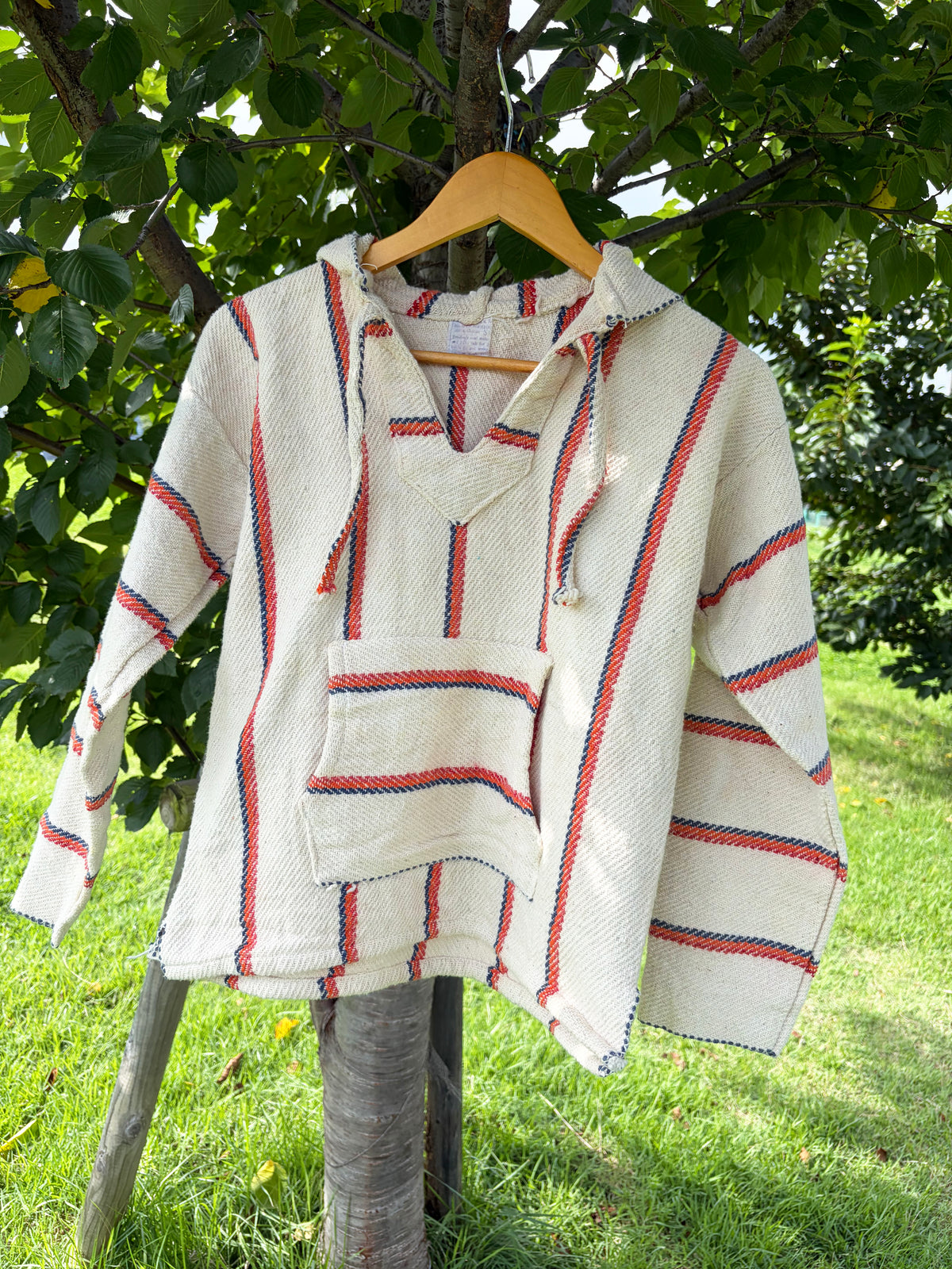 Ivory Multi Stripe Baja Hoodie (size S)