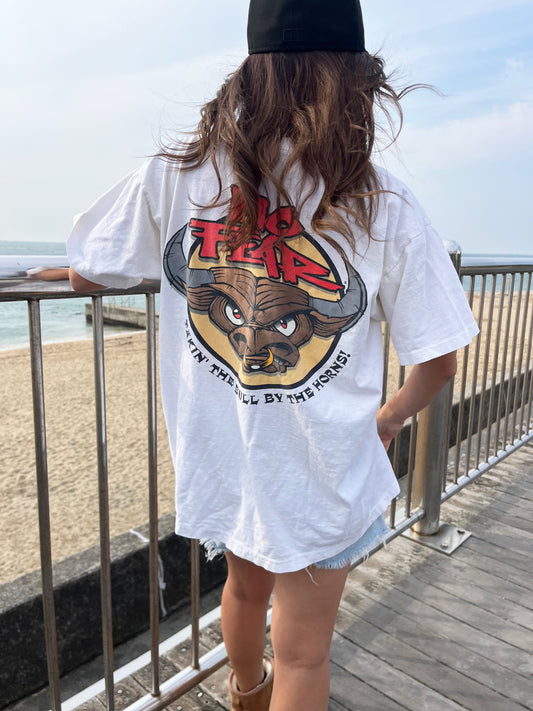 90's NO FEAR Takin' The Bull By the Horns! Tee (men's M相当)