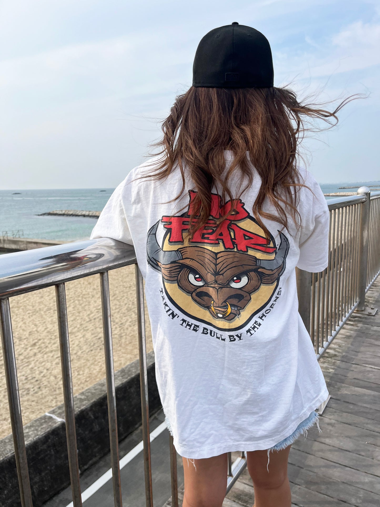 90's NO FEAR Takin' The Bull By the Horns! Tee (men's M相当)