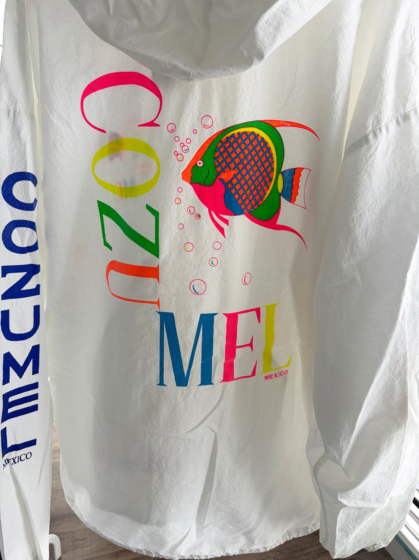 COZUMEL NEON FISH Beach Hoodie (men's L-XL)※汚れあり