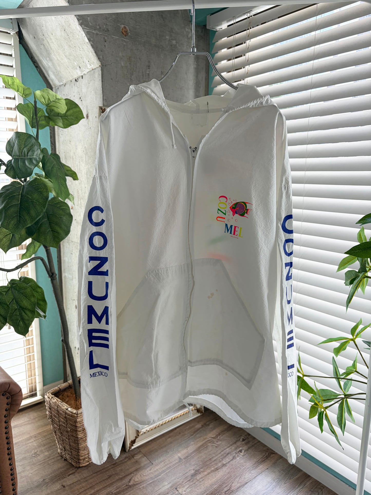 COZUMEL NEON FISH Beach Hoodie (men's L-XL)※汚れあり