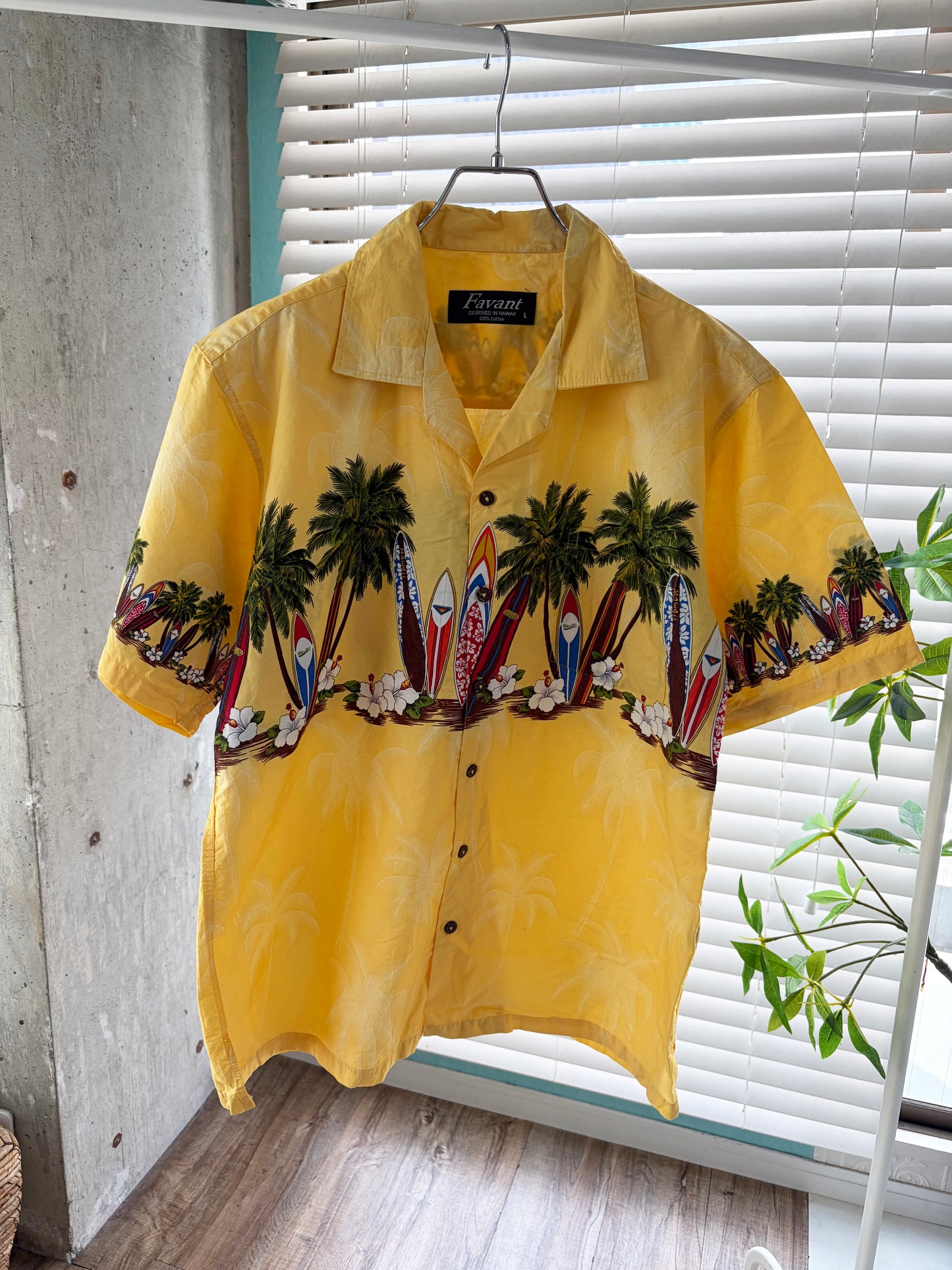 FAVANT Surf Board Pattan Cotton Aloha shirt (men's L)