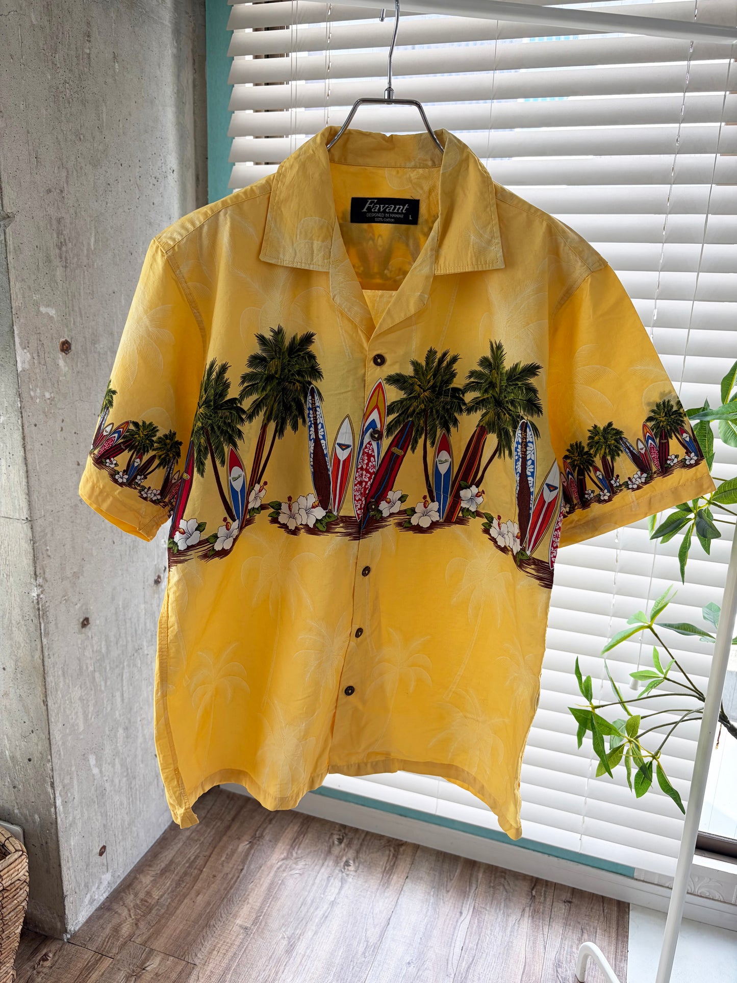 FAVANT Surf Board Pattan Cotton Aloha shirt (men's L)