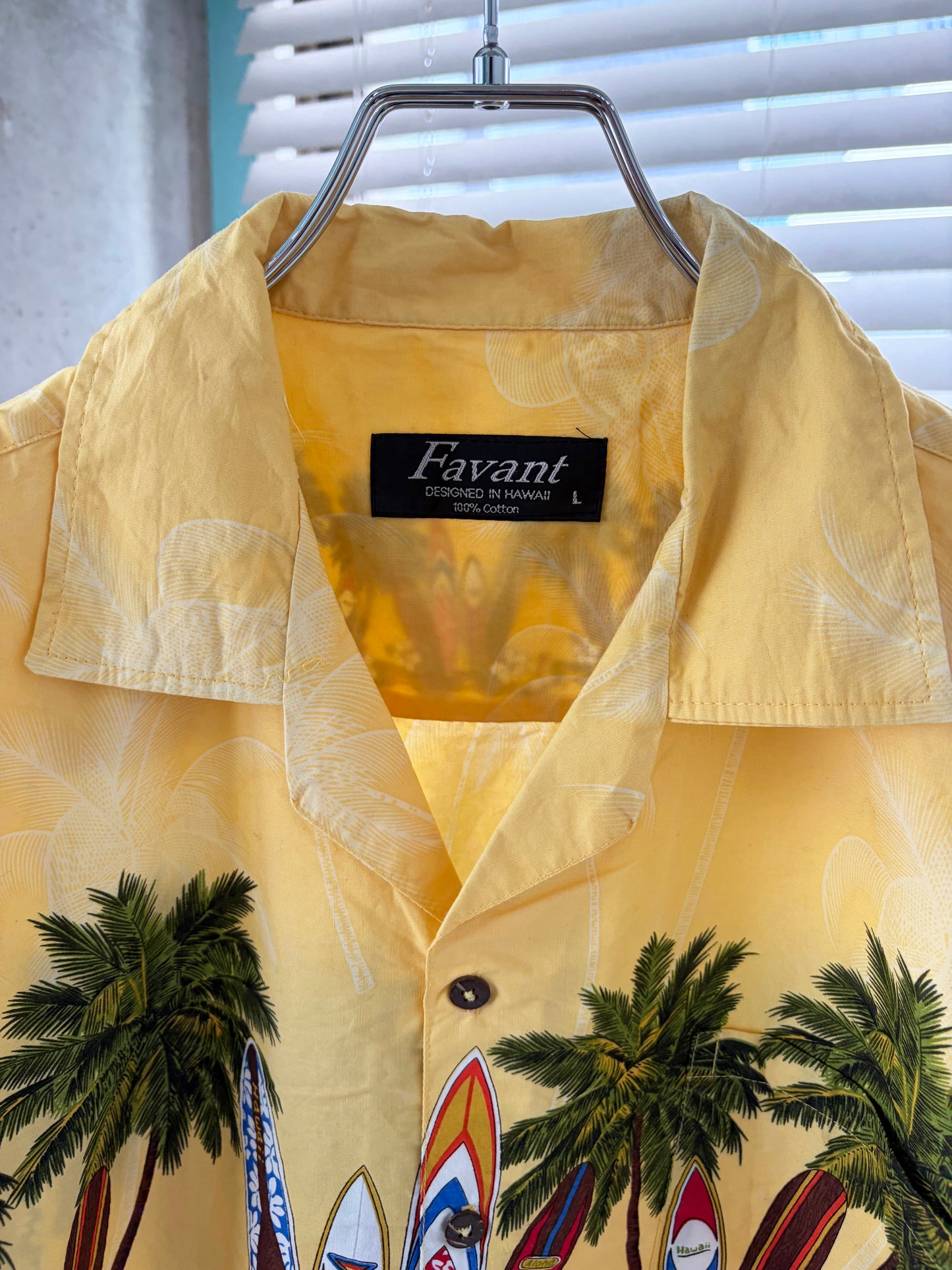FAVANT Surf Board Pattan Cotton Aloha shirt (men's L)