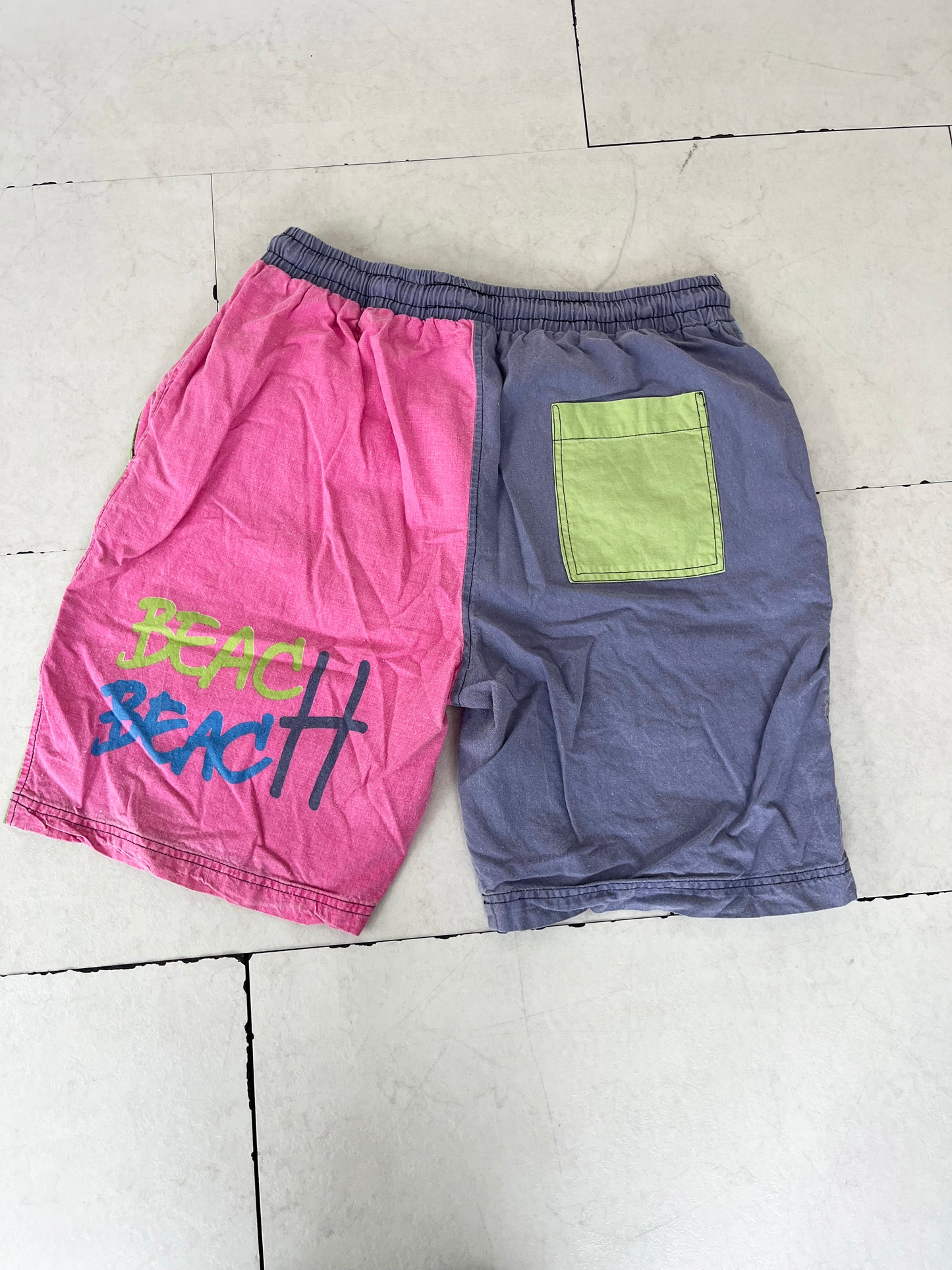 80's EURO vintage Beach!Beach!Beach! cotton beach shorts (size M)