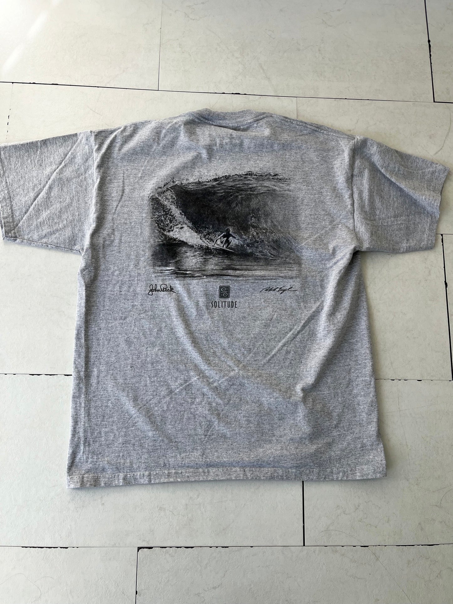 【Solitude】00's Y2K surf the waterman series john peck gray T-shirt（men's M）※カードあり