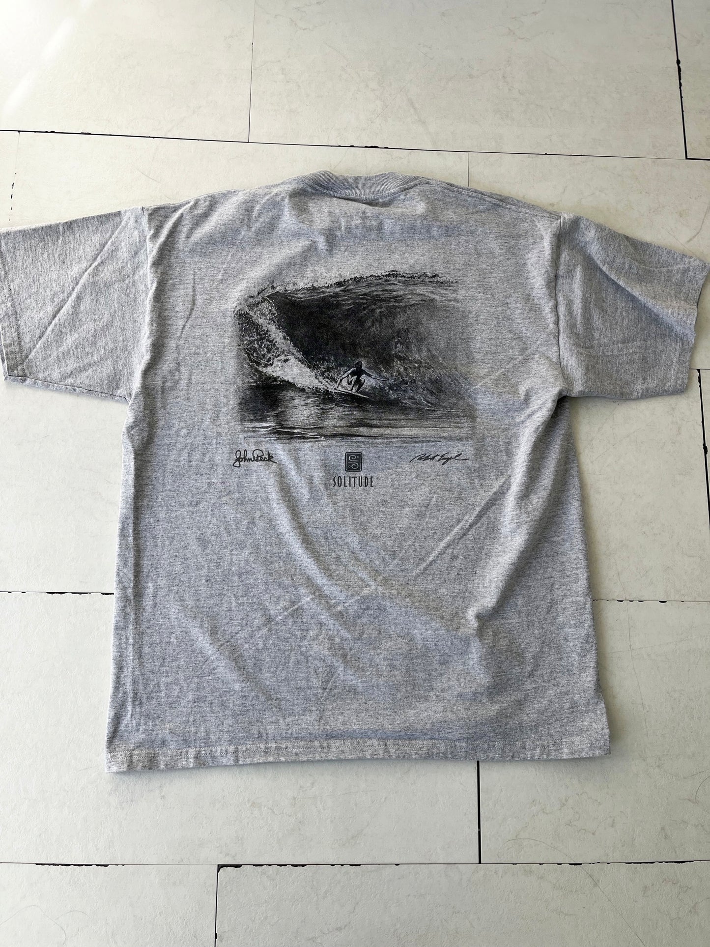 【Solitude】00's Y2K surf the waterman series john peck gray T-shirt（men's M）※カードあり