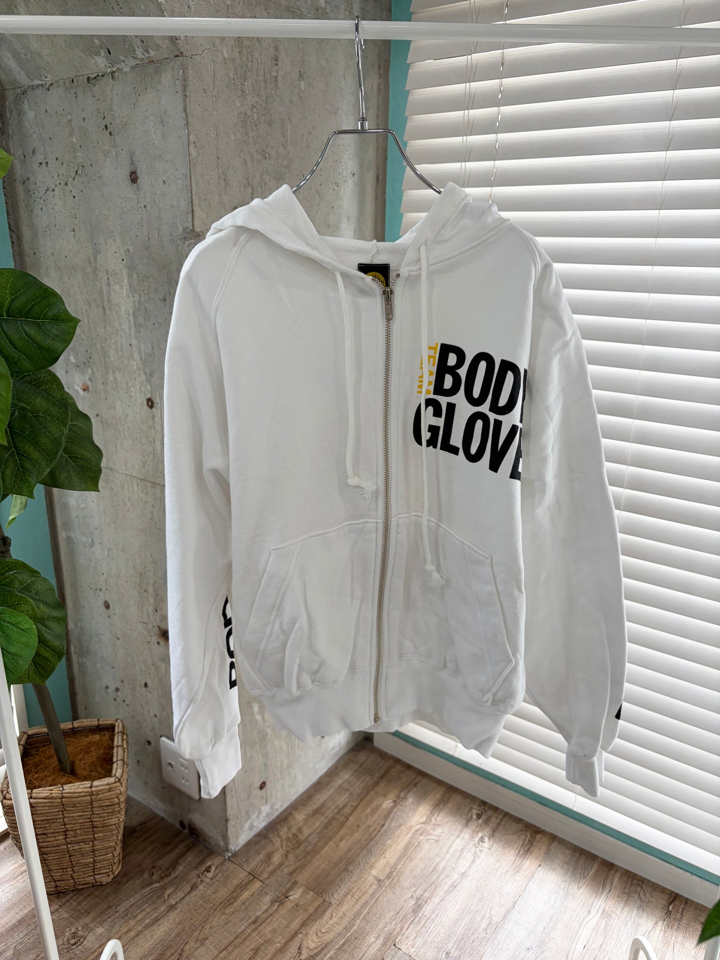 90's BODY GLOVE Zip-up Hoodie white (size M)