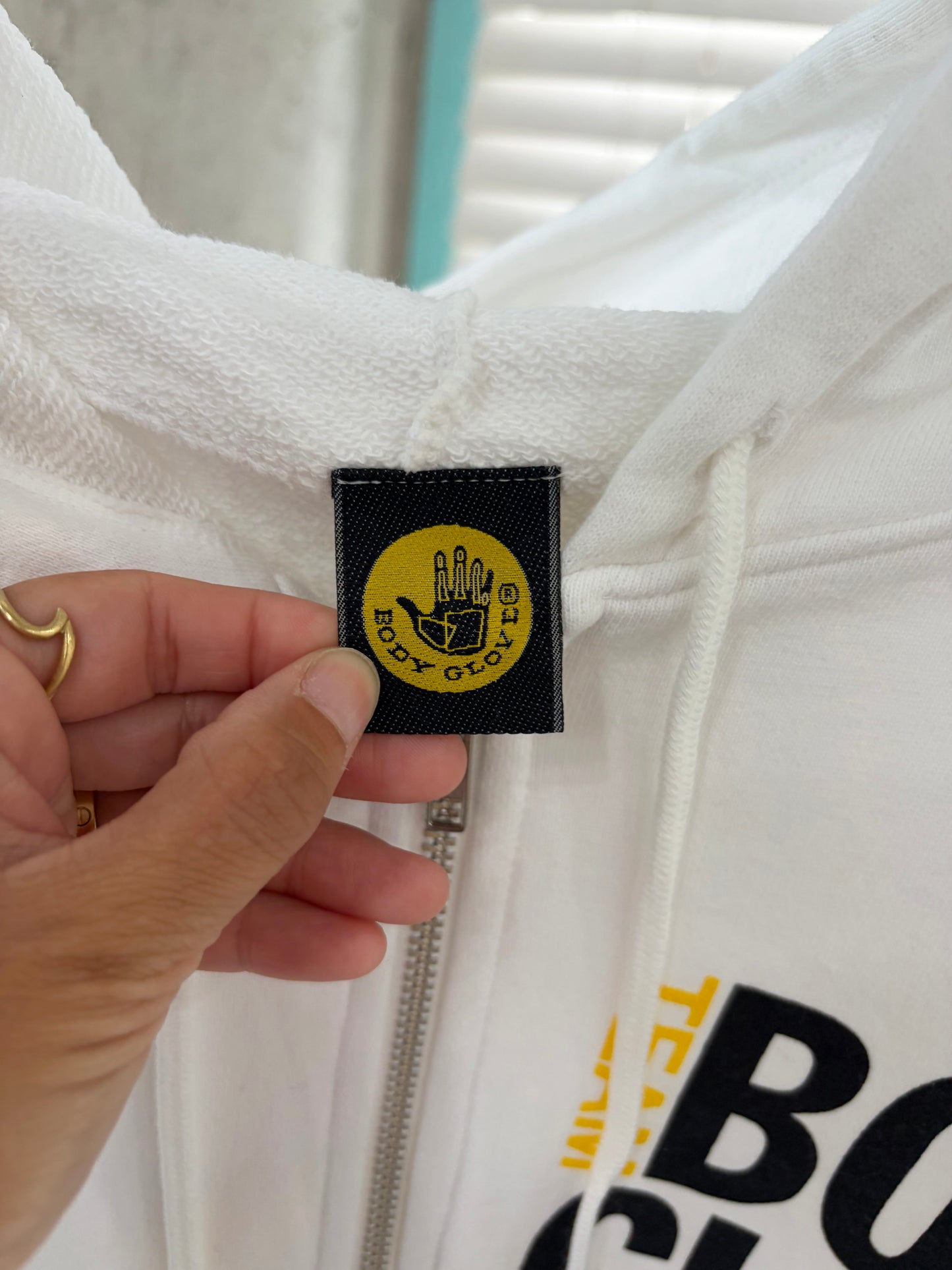 90's BODY GLOVE Zip-up Hoodie white (size M)