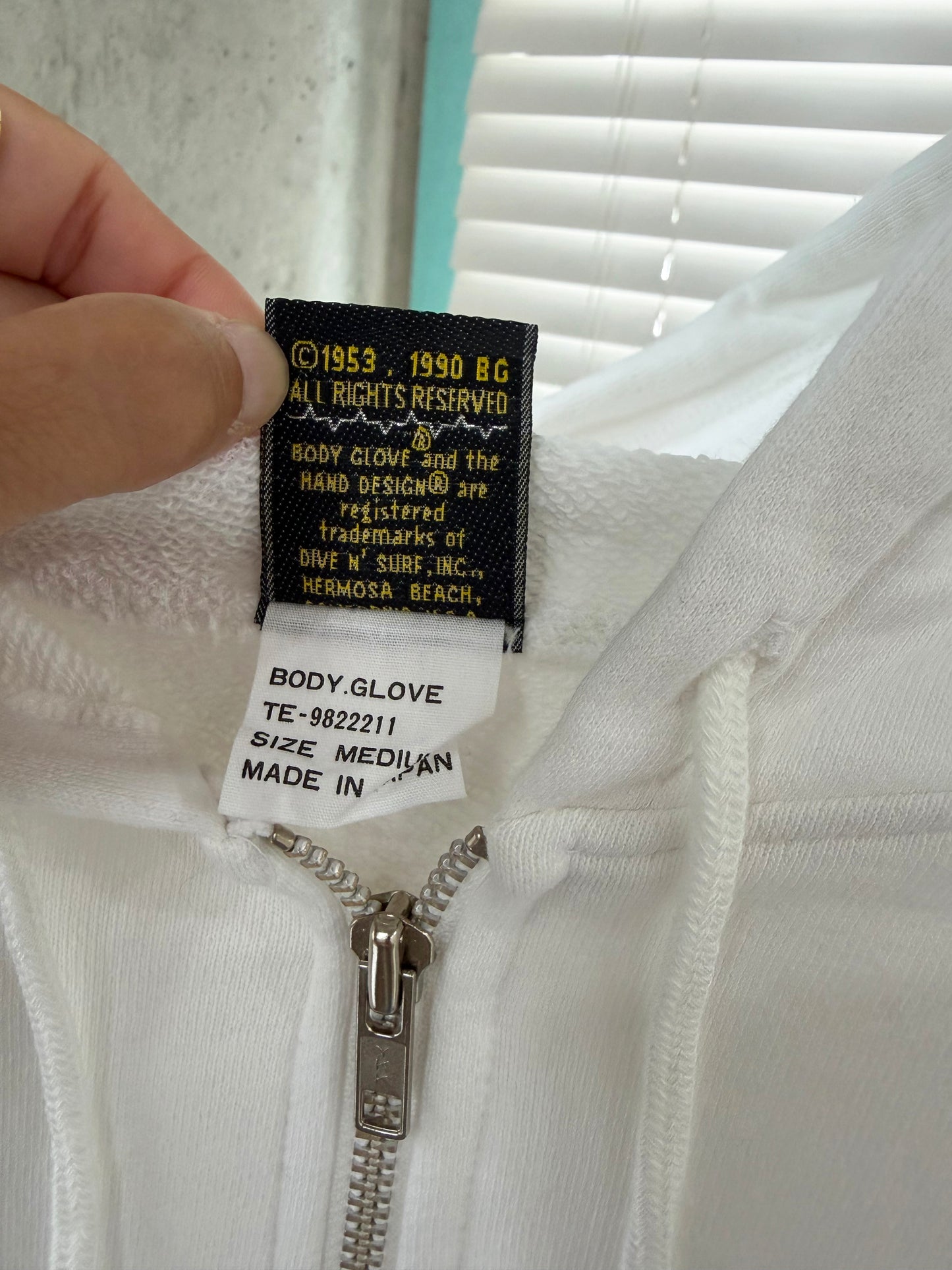 90's BODY GLOVE Zip-up Hoodie white (size M)