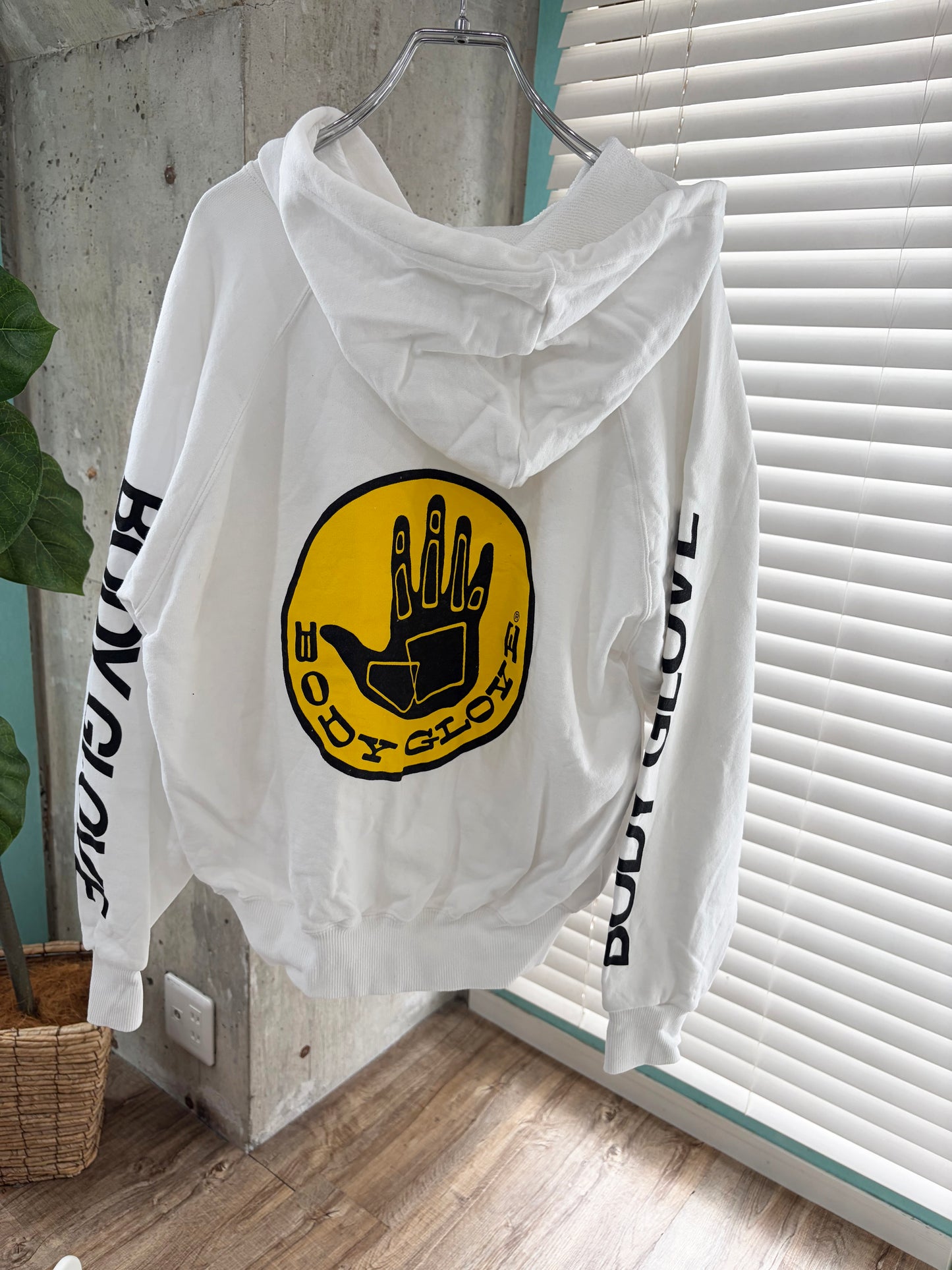 90's BODY GLOVE Zip-up Hoodie white (size M)