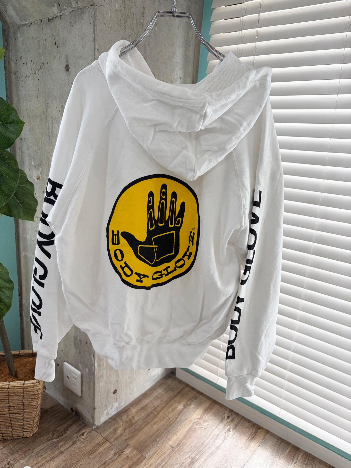 90's BODY GLOVE Zip-up Hoodie white (size M)
