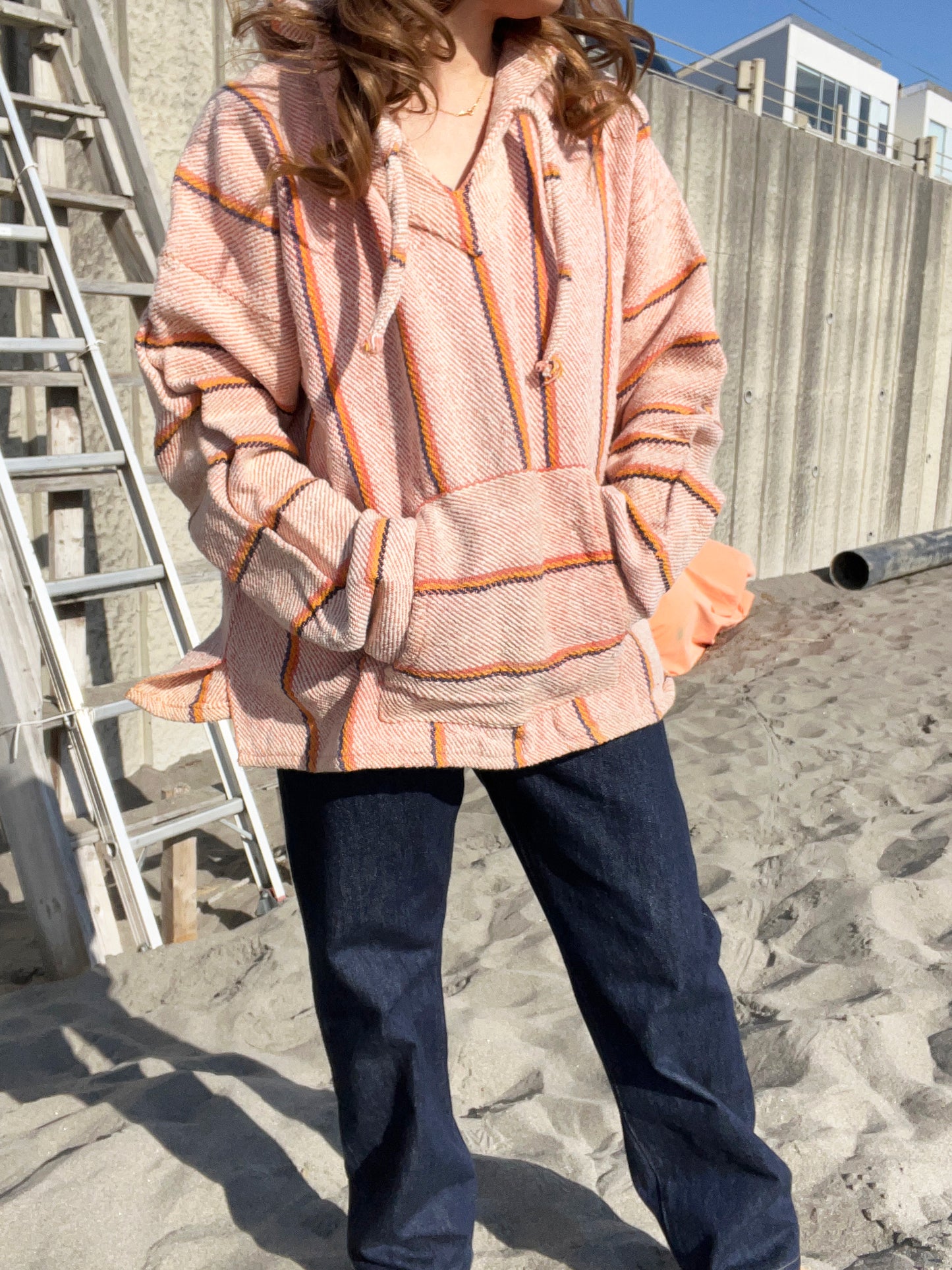 Centro Cobijero orange Baja Hoodie Mexican Parka (size XL)