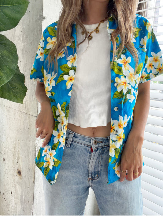 GO BARE FOOT Hawaiian Shirt Made in USA  Size XS