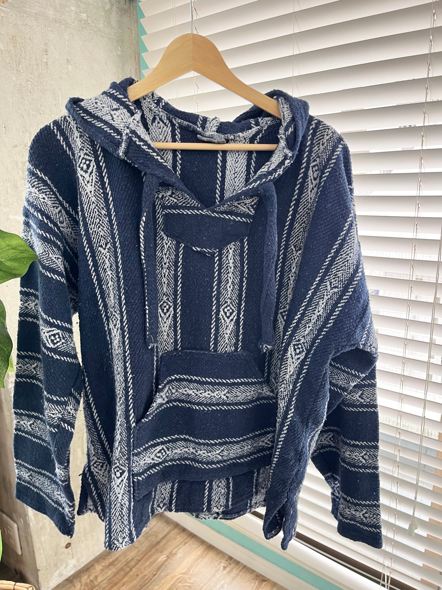 Navy Pattern Baja Hoodie Mexican Parka (size L相当）