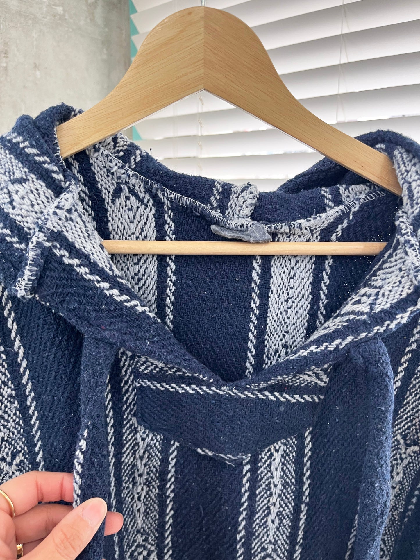 Navy Pattern Baja Hoodie Mexican Parka (size L相当）