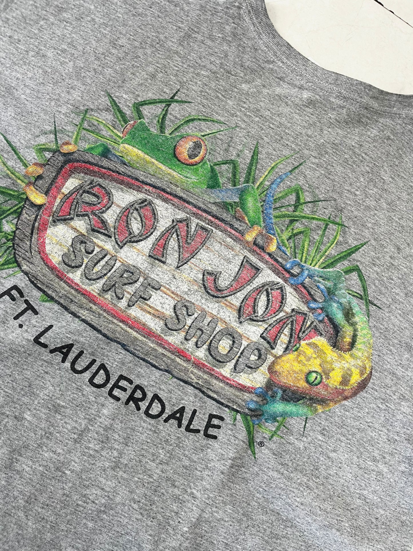00's RONJON SURF SHOP Ft.LAVDER DALE Frog  T-shirt (men's L)