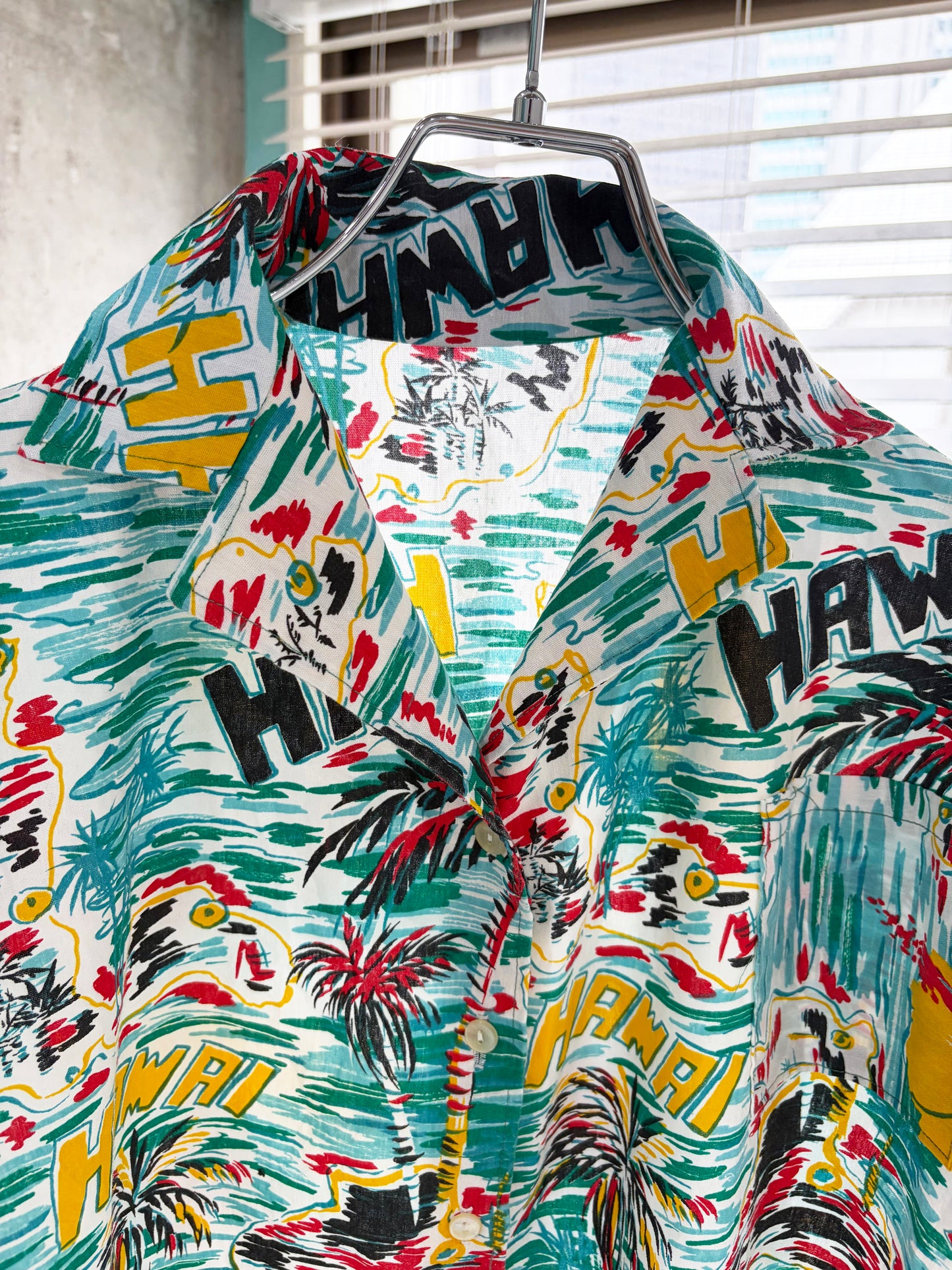 Scribble Hawaiian shirt. women's L相当