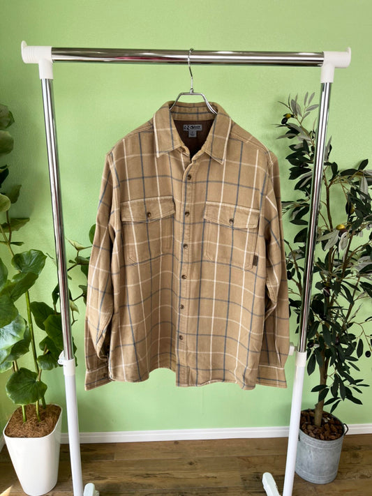【Guide series】Heavy Flannel shirts beige ガイドシリーズ ヘビーフランネルシャツ (men's M)