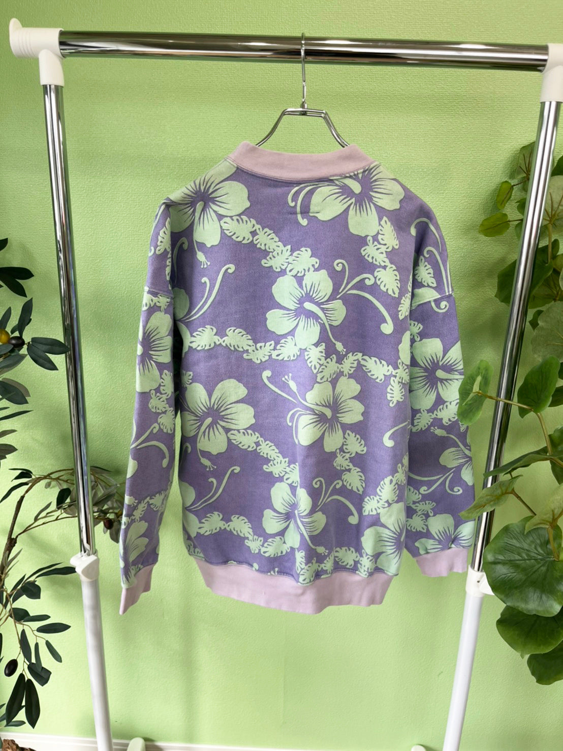 90's vintage Isla Hibiscus sweat shirts  purple (free size)