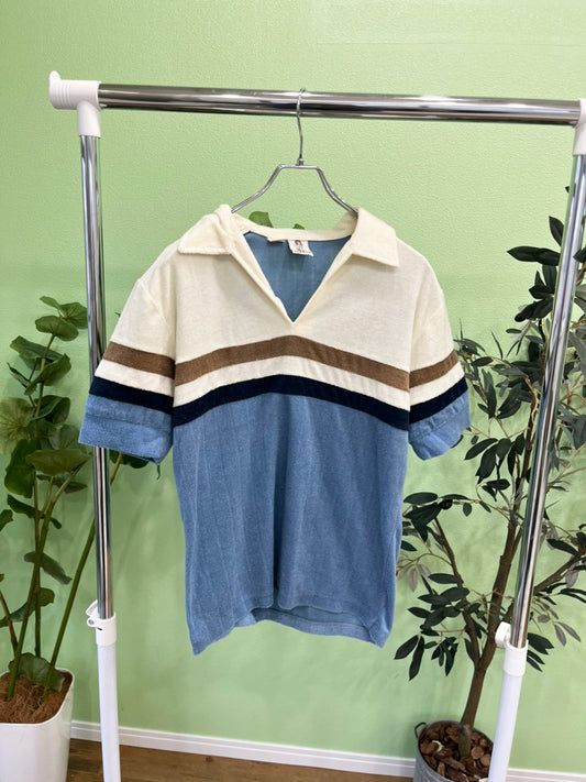 【vintage】70s  Alfie California Pile Polo shirts   (men's M)