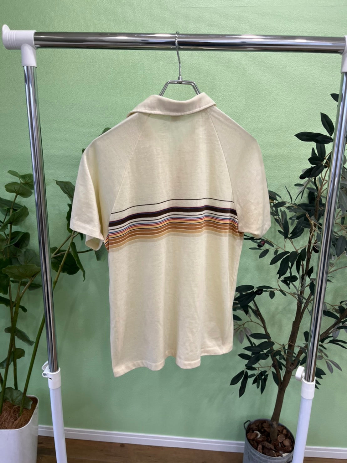 【ocean pacific】70's vintage ocean pacific striped polo shirt yellow(XLサイズ※men's M相当)