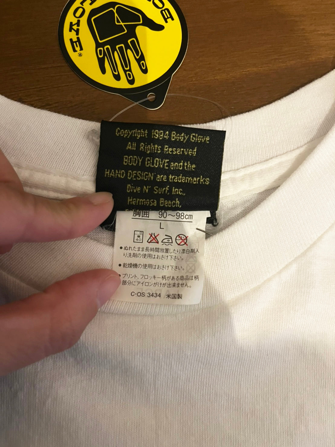【BODY GLOVE】Dead Stock/one wash 80's vintage Big Logo T-shirt Made in USA(men's L)※実際のサイズ感はmen's M相当
