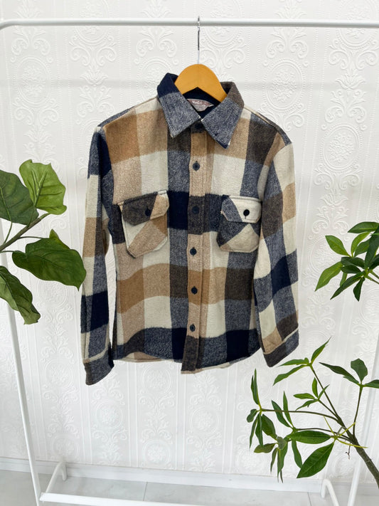 【VanCrt】80s Heavy Flannel shirts beige ヘビーフランネルシャツ   (men's L※実際はMぐらいの着用感)