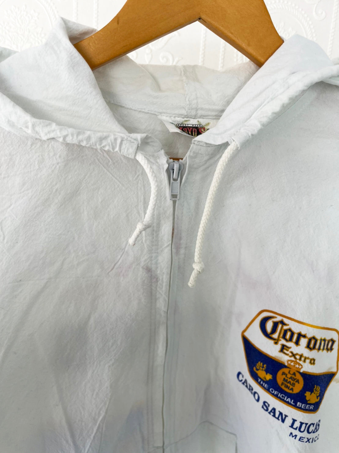 【vintage】90's CORONA Extra THE Official Beer  cotton foodie コロナエクストラ 薄手コットン ビーチパーカー (men's XL)
