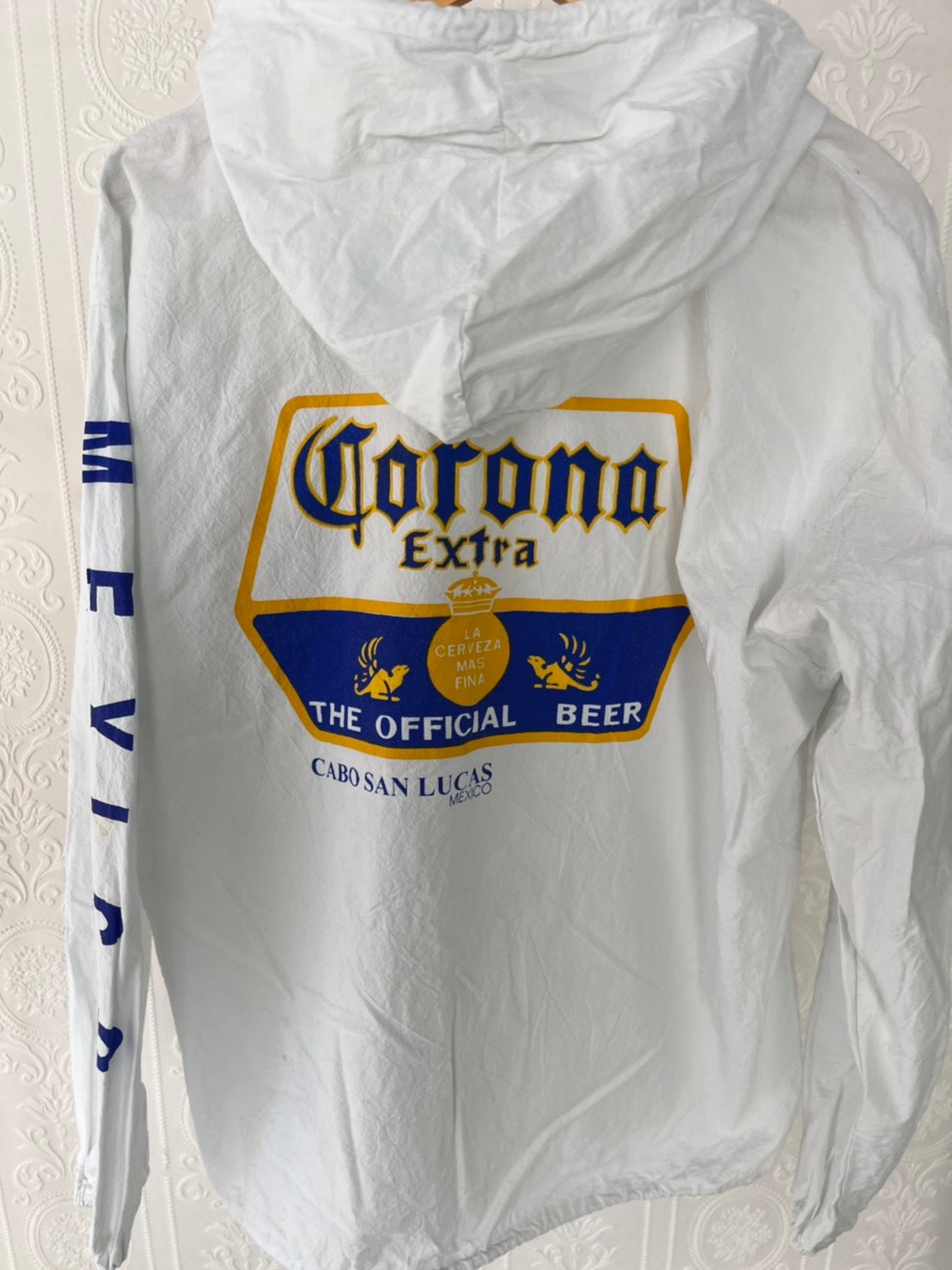 【vintage】90's CORONA Extra THE Official Beer  cotton foodie コロナエクストラ 薄手コットン ビーチパーカー (men's XL)
