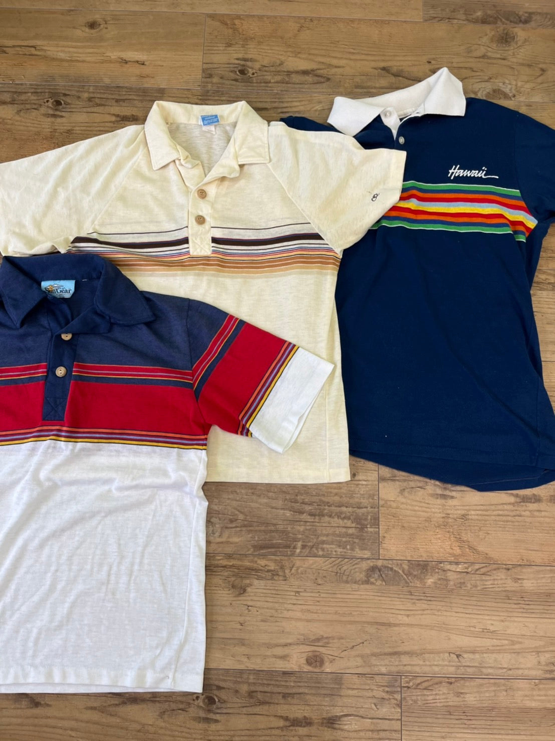 【Sun Gear】vintage sun gear by Manchester Striped polo shirt