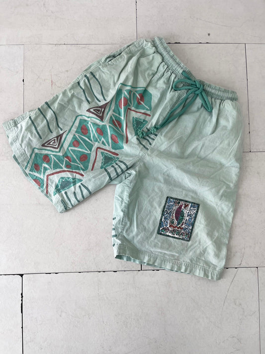 【EURO vintage】 POUATEAM beach shorts サーフパンツ ライトグリーン ビーチショーツ (キッズXXL ※women's M相当）