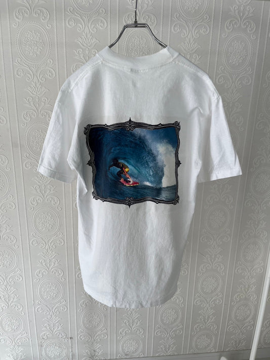 【vintage】90's Aaron Chang Surfing Photo Graphic T-shirt Made in USA（men's L)