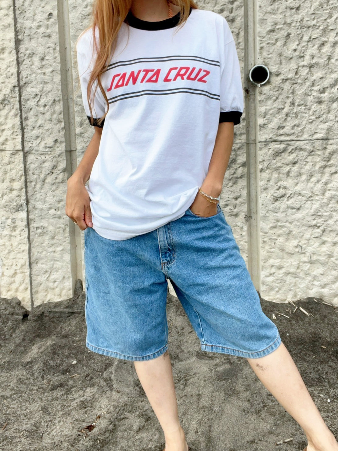 【USED】00's SANTA CRUZ ringer T-shirt (men's M)