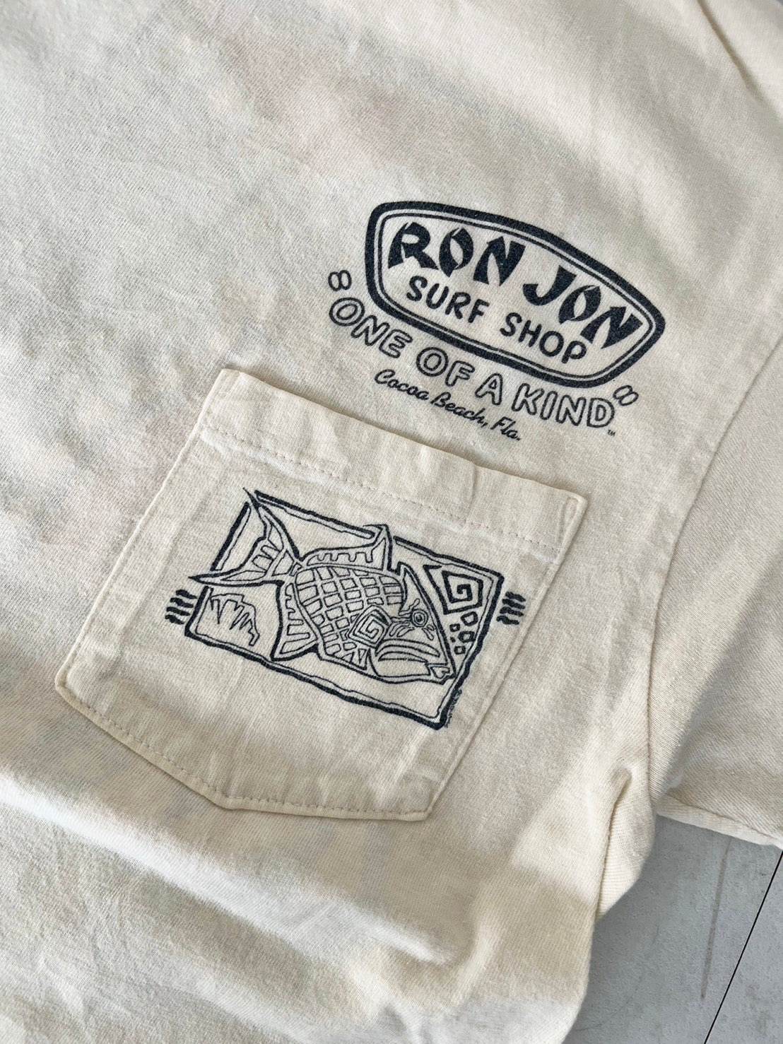 【RONJON SURF SHOP】80's RONJON SURF SHOP Pocket T-shirt (men's M相当)