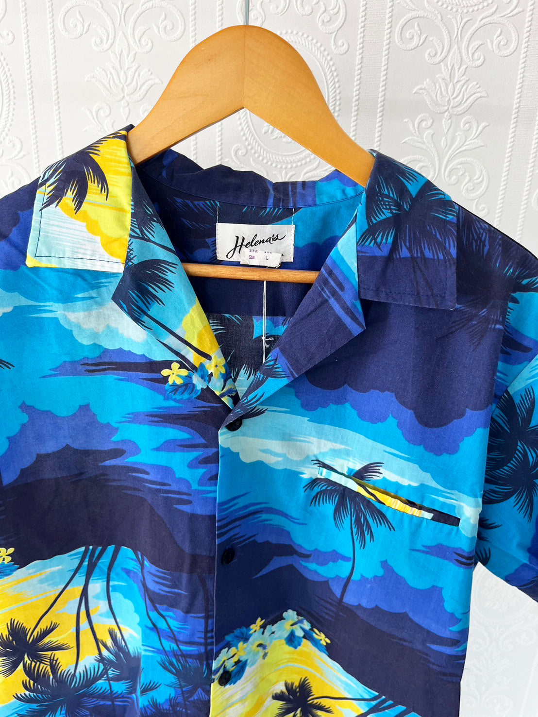 Helena's】 70's vintage All Over Pattan Aloha Shirt オールオーバーパターン パームツリー – sup  rising