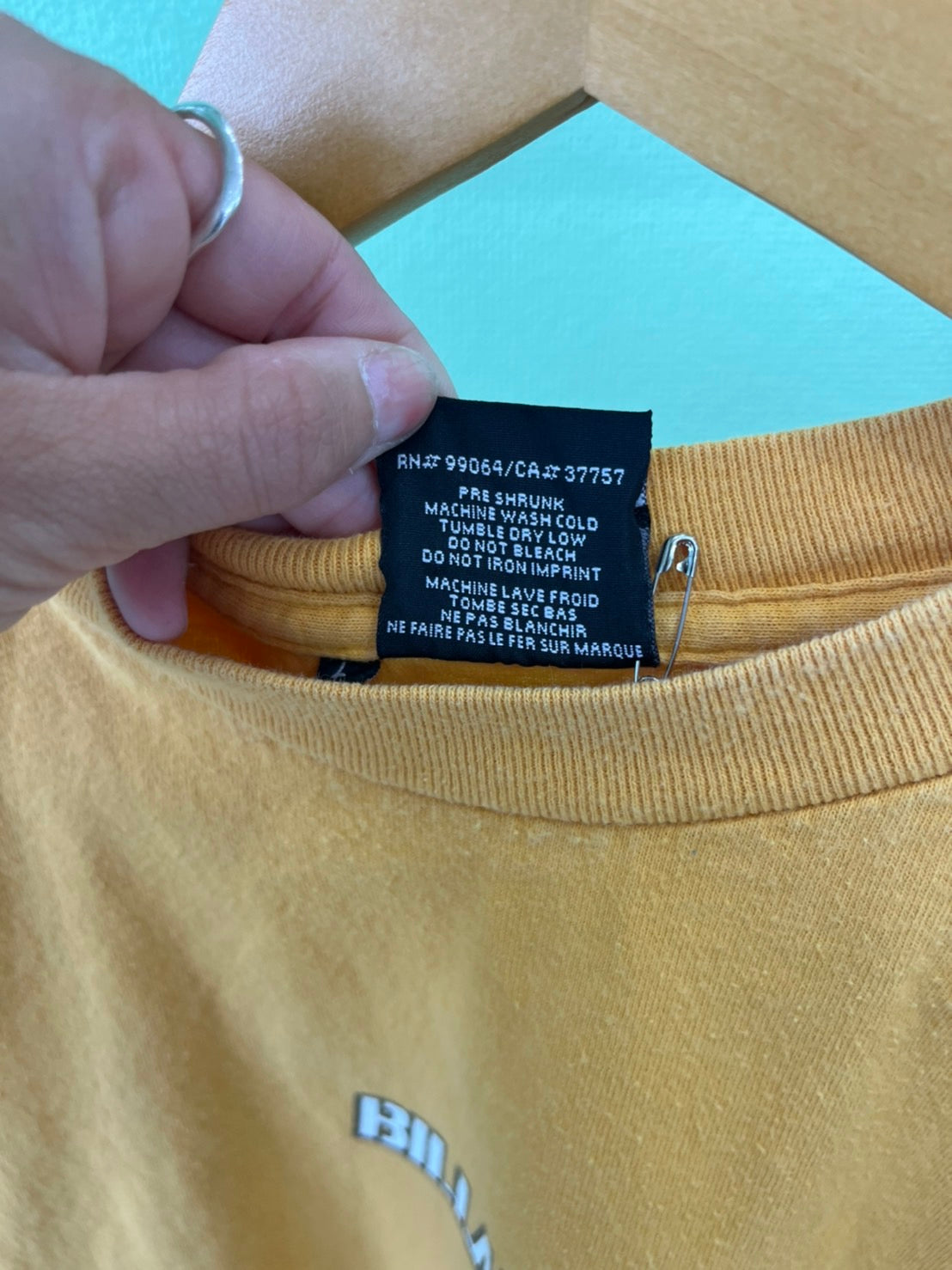 【Billabong】00's vintage Y2K back logo  yellow t-shirt (men's L)