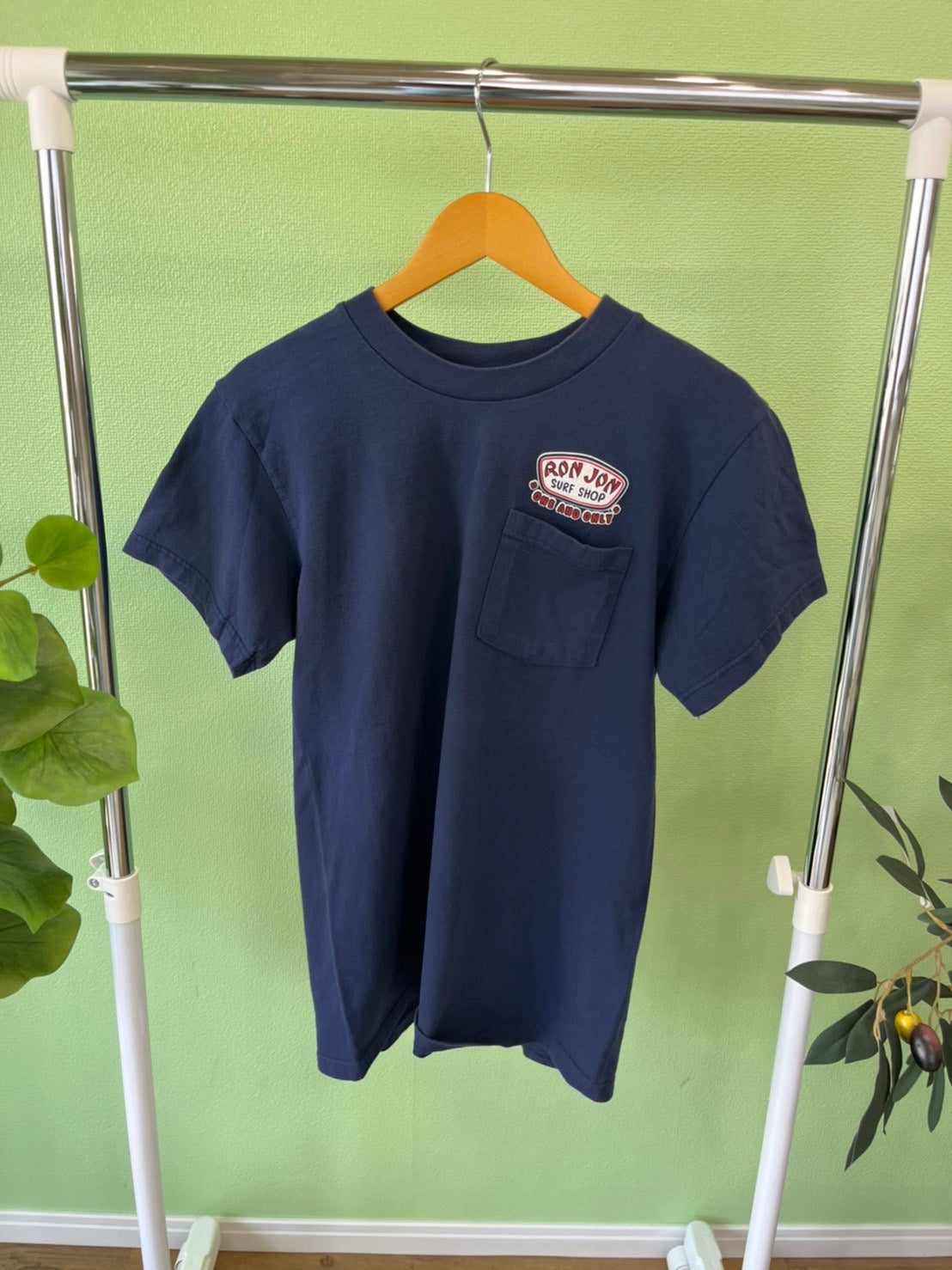 【RON JON】90's RonJon Surf Shop simple logo Vintage Pocket T-Shirt  （men's M)