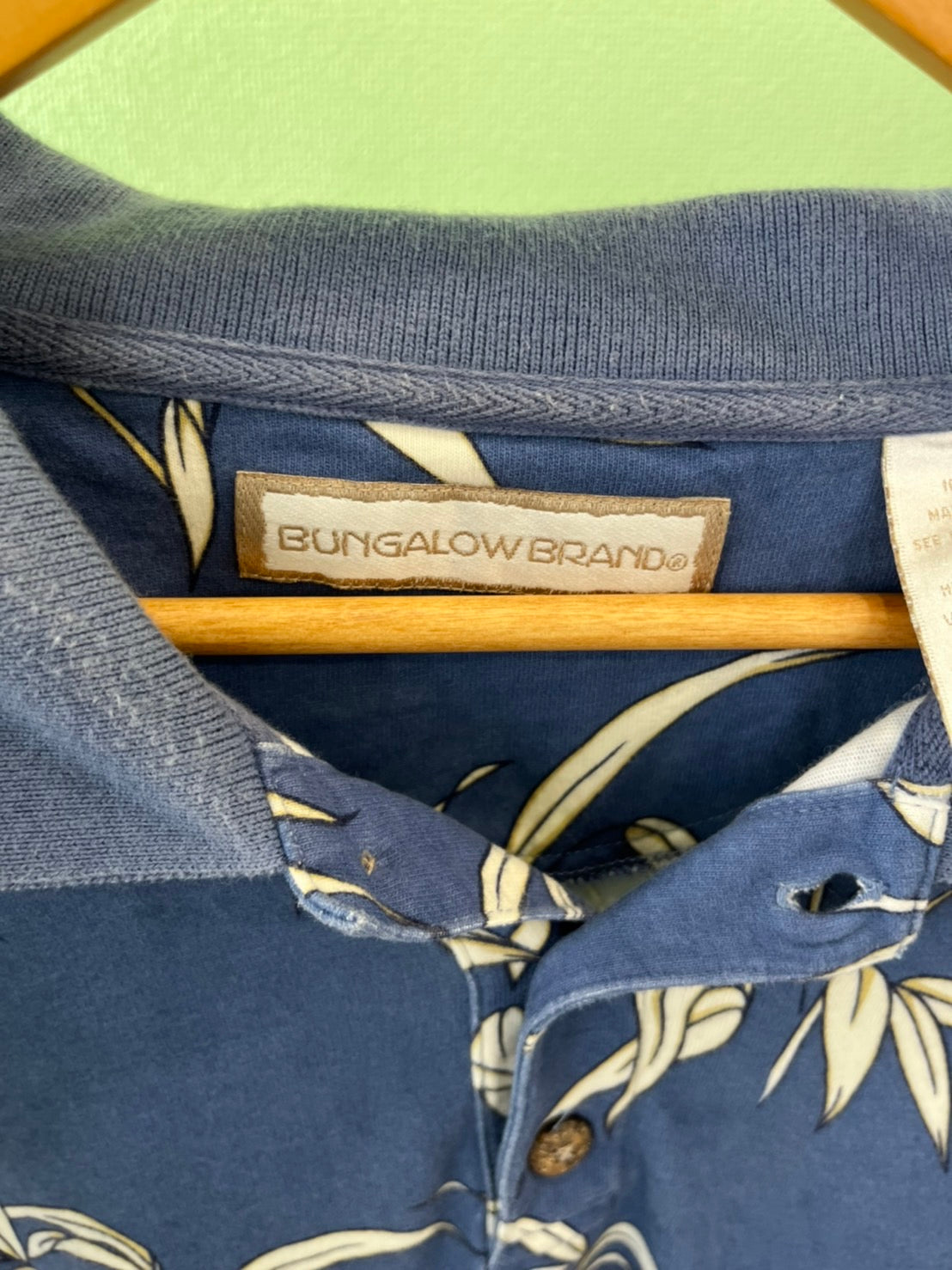 【BIMGALOW BRAND】vintage polo shirt  くすみ リーフ柄 アロハ ポロシャツ(men's XXL)