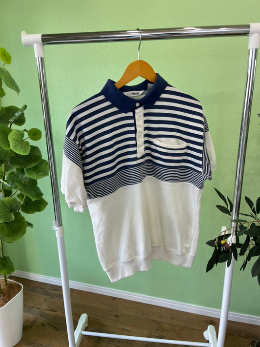 【USED】90's Idle time vintage  striped polo shirt T-shirt (men's L)