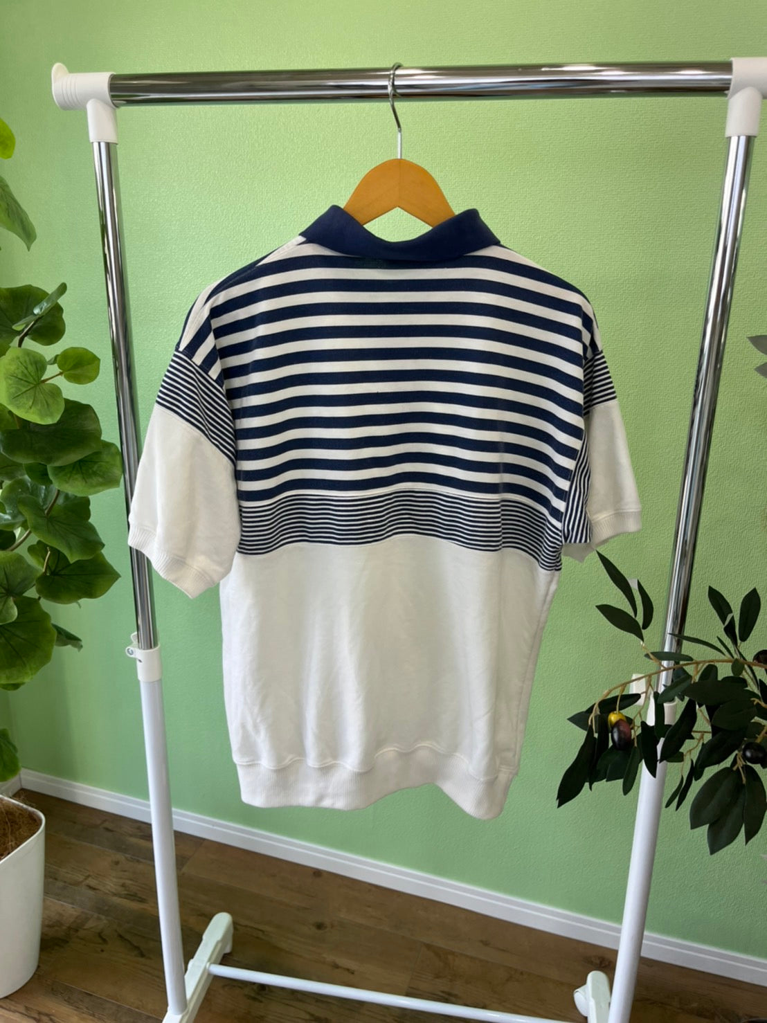 【USED】90's Idle time vintage  striped polo shirt T-shirt (men's L)