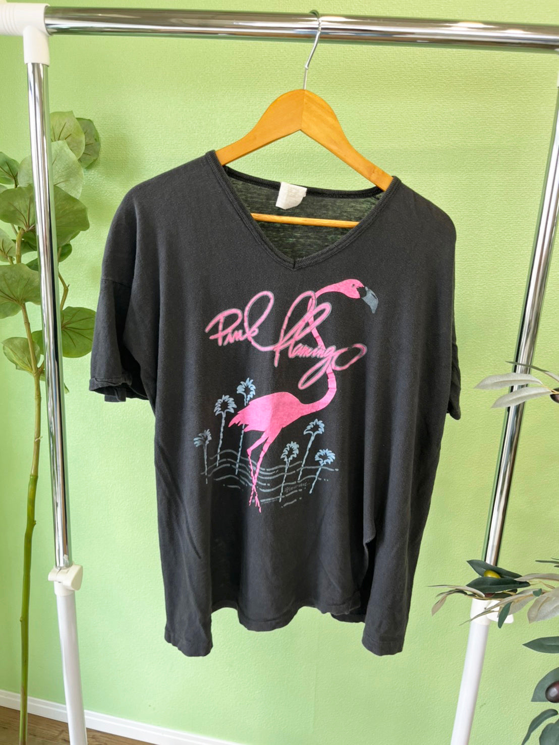 【vintage】80's vintage pink flamingo t-shirt