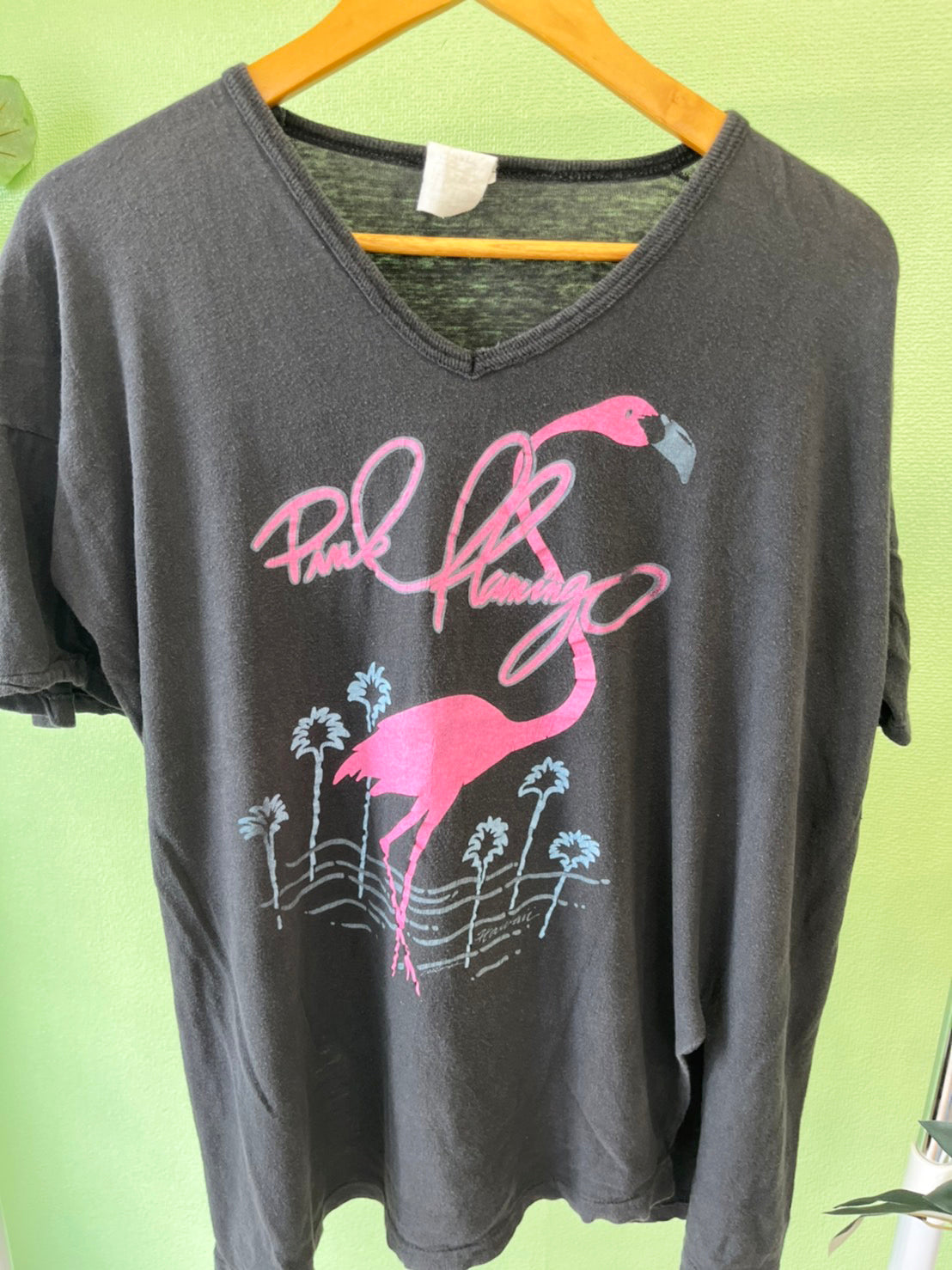 【vintage】80's vintage pink flamingo t-shirt