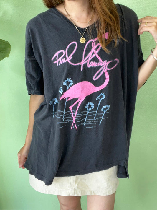 【vintage】80's vintage pink flamingo t-shirt