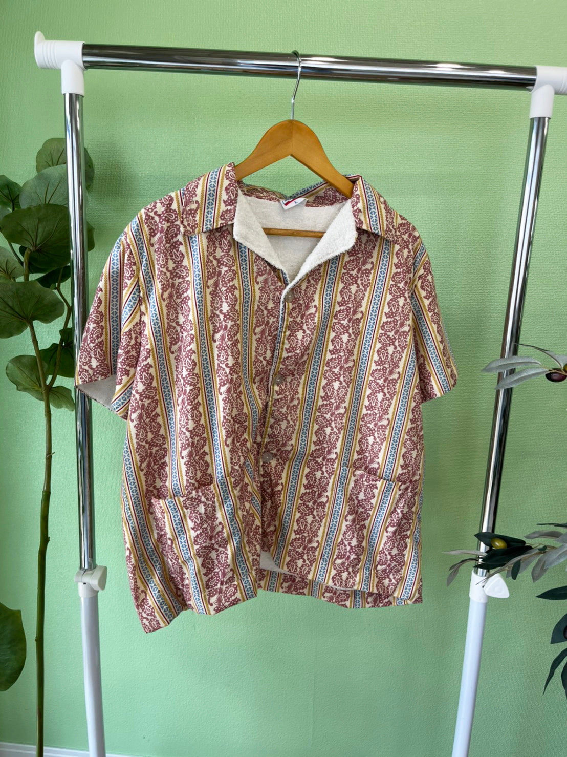 【vintage】70's vintage Trend setter pile beach shirt Made in USA（men's L)