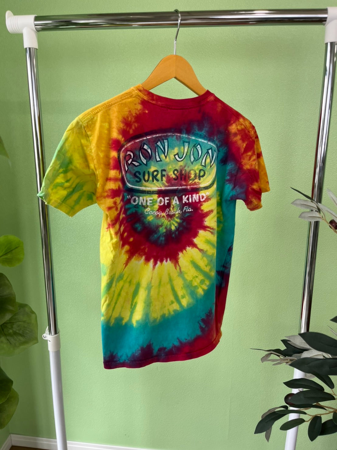 【RON JON】USED 00's RonJon Surf Shop  Y2K logo tai dye T-Shirt  （youth L)