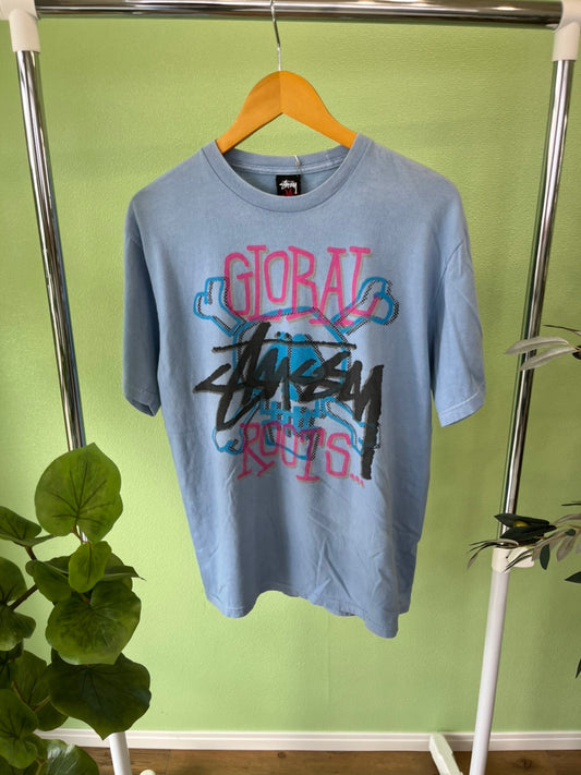 【訳あり】STUSSY 00's  USED  GLOBAL ROOTS T-Shirt (men's M)